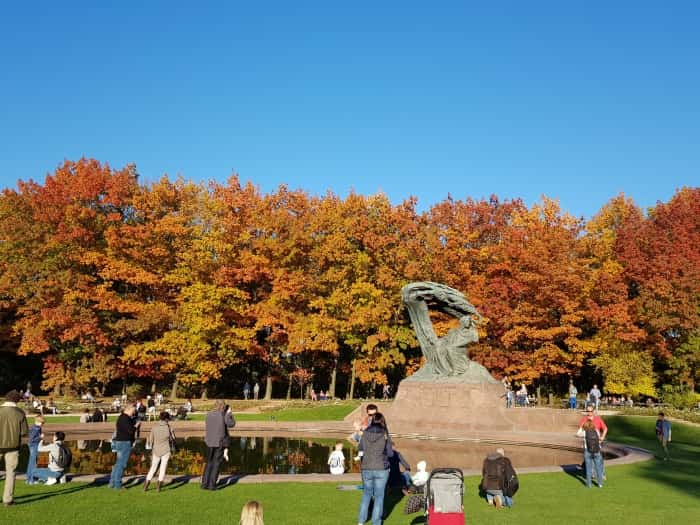 Chopin statue, symbol of Warsaw, capital of Poland