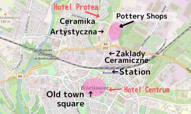 boleslawiec hotel map