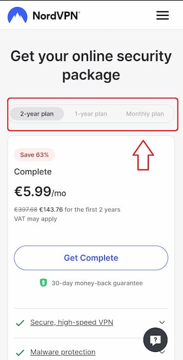 nord vpn plan selsction