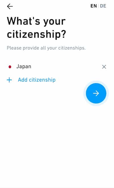 Selected Japanese nationality