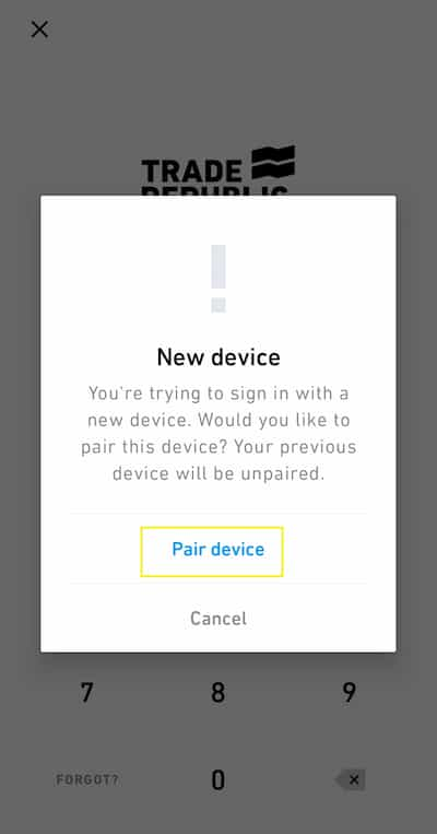 trade republic device pairing